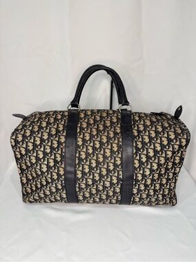 Dior Beige and Navy Trotter Monogram Duffel Bag 45